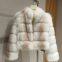 Haining Pelz Fuchsfell Auto Streifenjacke mit Stehkragen, Gradientenfarbe, Marmormuster, Fuchsfell Auto Streifen, Sonnenuntergang, sü?er Wein