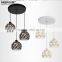 Black 3 Light Chandelier Light, Metal Black Pendant Lamp MD82011