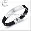 Good price simple wide mens titanium Stainless steel Rubber silicone Chain bracelets Bangles the Great Wall Texture Edge
