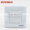 European Standard 86*86 type PC panel and frame Siliver contactor 1 Gang 1 Way wall switch