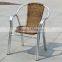 restaurant outdoor rattan double tubes aluminum dining chair YC030