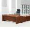 Simple modern office design light walnut wood office desk and chair set with glass cabinet (FOH-2021)