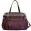 Nylon baby diaper weekend overnight bag with leather trim