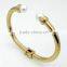  wholesale europe stainless steel tricolor bangle with pearl elegant jewelry for women
