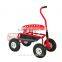 Outsunny Red Rolling Garden Cart with Bucket Basket