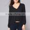Womens Casual fashion blouses 2017 new designs long sleeve V Neck loose blouses for girls