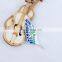 Latest design enamel gradients feather matte pendant sterling silver Necklace