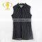 Women latest shirt collar sleeveless stripe design woman short dress