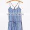 Adjustable Spaghetti Straps Round Neckline Tencel Women Denim Romper