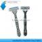 D316L pivoting head rubber handle triple blade razor