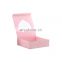 New design paperboard box with PVC clear window rigid lid packaging box for gift flower cosmetics folding box with ribbon