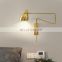 Adjustable Bedroom Bedside Light Swing Arm Hotel Modern Indoor Iron Wall Lamps