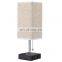 Amazon cross-border simple square linen table light pull switch bedside lamp USB charging table lamp