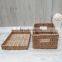 Hot Selling Vintage Rectangular Seagrass Lidded Basket With Handle Straw Storage BASket Wholesale