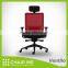 Black Backrest, Red fabric, Black Seat Office Mesh Chair with Adjustable Armrest and 3D Headrest and Nylon Base