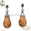 925 Sterling Silver Handcrafted Carving Earrings Jewelry, Onyx Gemstone Carved Jewelry, 14K Gold Gemstone Carving Earrings