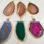 Wholesale beautiful Colourful Stone Agate with gold plating Slices for pendant