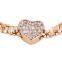 China wholesale zinc alloy rhinestone full jewelled gold plated charm bracelet for women