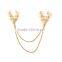 Hot sale Christmas jewelry gold plated zinc alloy vintage deer head brooch with chain