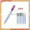 2016 customized advertising plastic flat bookmark ball pen, promotional bookmark pen