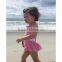 (SM113#pink)2-6Y flamingos smocked pink gingham seersucker bathing suit for children clothing