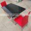 Acrylic solid surface cafe table, 2 person black coffee table and chair