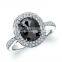 Fine Engagment Ring In Black and White Natural Diamonds