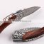 OEM liner lock folding damascus knife with natural Cocobolo handle