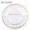 Hot Selling Wedding Decoration Gold Silver Beaded Glass Charger Plate