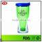 BPA Free 400 ml Transparent plastic double walled beer mugs with lid