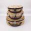 Vintage Brown Retro Cardboard Paper Floral Printing 3Pcs Home Organizer Storage Box Set With Handle And Lock