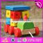New design toddlers building blocks wooden pull train toy W05C072