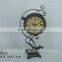 Hot sale Home decor antique decorative desk table metal clock wooden clock