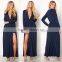 Long Sleeve One-piece Dress Deep V-neck Front Split Ladies Party Wear Gown Women's Evening Dress