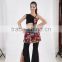 STELISY 2015 adult sexy black top and floral pant skirt belly dance costumes for practice
