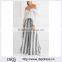 Wholesale Women Apparel Big Wide-leg Gray and White Striped Linen Pants(DQE0388P)