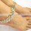 GOLD tone crystal PEARLS PAYAL Anklets pair
