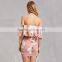 2017 splited neck and off-shoulder women printed sexy bandage dress