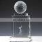 3d crystal golf trophy with golfball on the top