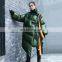 TWOTWINSTYLE Ribbons Down Jacket For Women Winter Stand Collar Long Sleeve Zipper Irregular