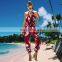 New Ladies V neck Fashion Design Stylish Women Sleeveless african printing jumpsuit
