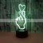 Valentines Day Gift Acrylic 3d Lamp Love 7 color change Touch Light Fancy Led Desk Lamp
