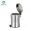 Embossing design 3L 5L 12L stainless steel satin surface waste bin slim shape pedal bin with soft closing function for home use