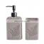 High quality leave printed polyresin european  resin bathroom accessories vanity set