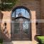 Luxurious Black Arch Forged Iron Double Entry Door For Apartment Design
