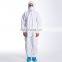 White disposable microporous coverall traje protector impermeable blanco