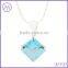 925 Sterling Silver Yellow Square Stone Pendant Necklace For Ladies