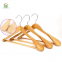 Longson Wide Shouder Wooden Hanger Coat Hanger with Bar and Chrome Hook for Display