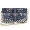 women diamond jean fabric handbag shoulder bag