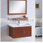 Basin shelf and mirror modular brown solid wood quality washroom cabinet
